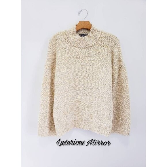 Chelsea & Theodore Cozy Teddy Knit Warm Popcorn Turtleneck Pullover Sweater Sz L - Picture 2 of 9